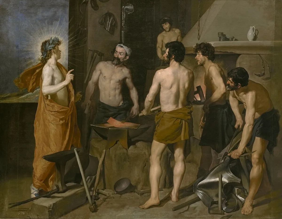 鍛冶場で働く鍛冶の神と職人たち。ベラスケスの絵(1630年)。